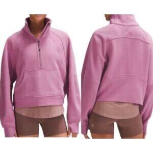 Lululemon Womens XS  Oversized Half-Zip Pullover Sweatshirt Purple Cotton & Span